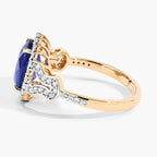 Blue Sapphire Ring With Diamonds 3.46 Carats 18K Yellow Gold