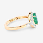 Zambian Emerald Ring With Diamonds 1.88 Carats 14K Yellow Gold