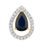 Blue Sapphire Pendant With Diamonds 1.12 Carats 14K Yellow Gold