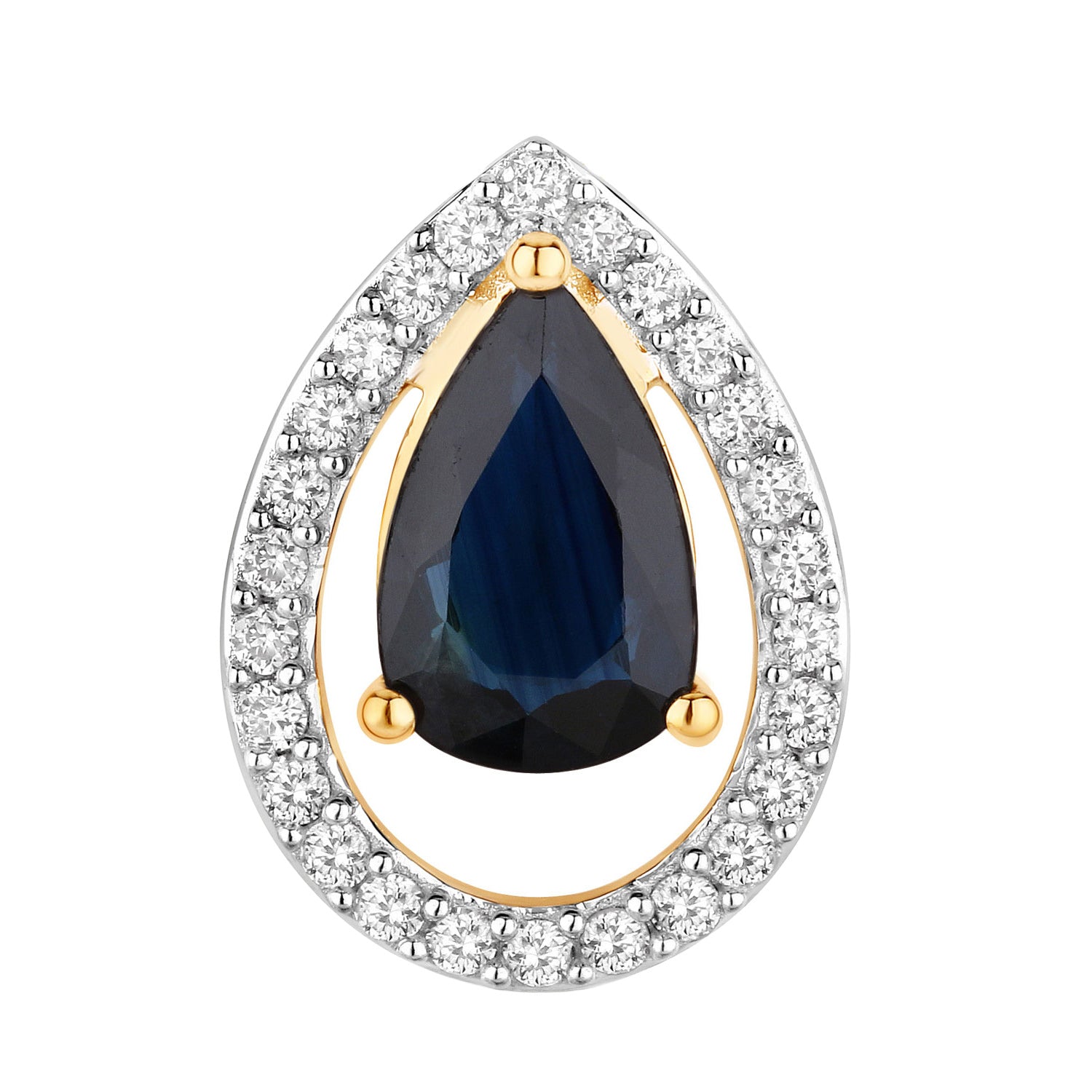 Blue Sapphire Pendant With Diamonds 1.12 Carats 14K Yellow Gold