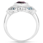 Amethyst Ring With London Blue Topaz 3.02 Carats Sterling Silver