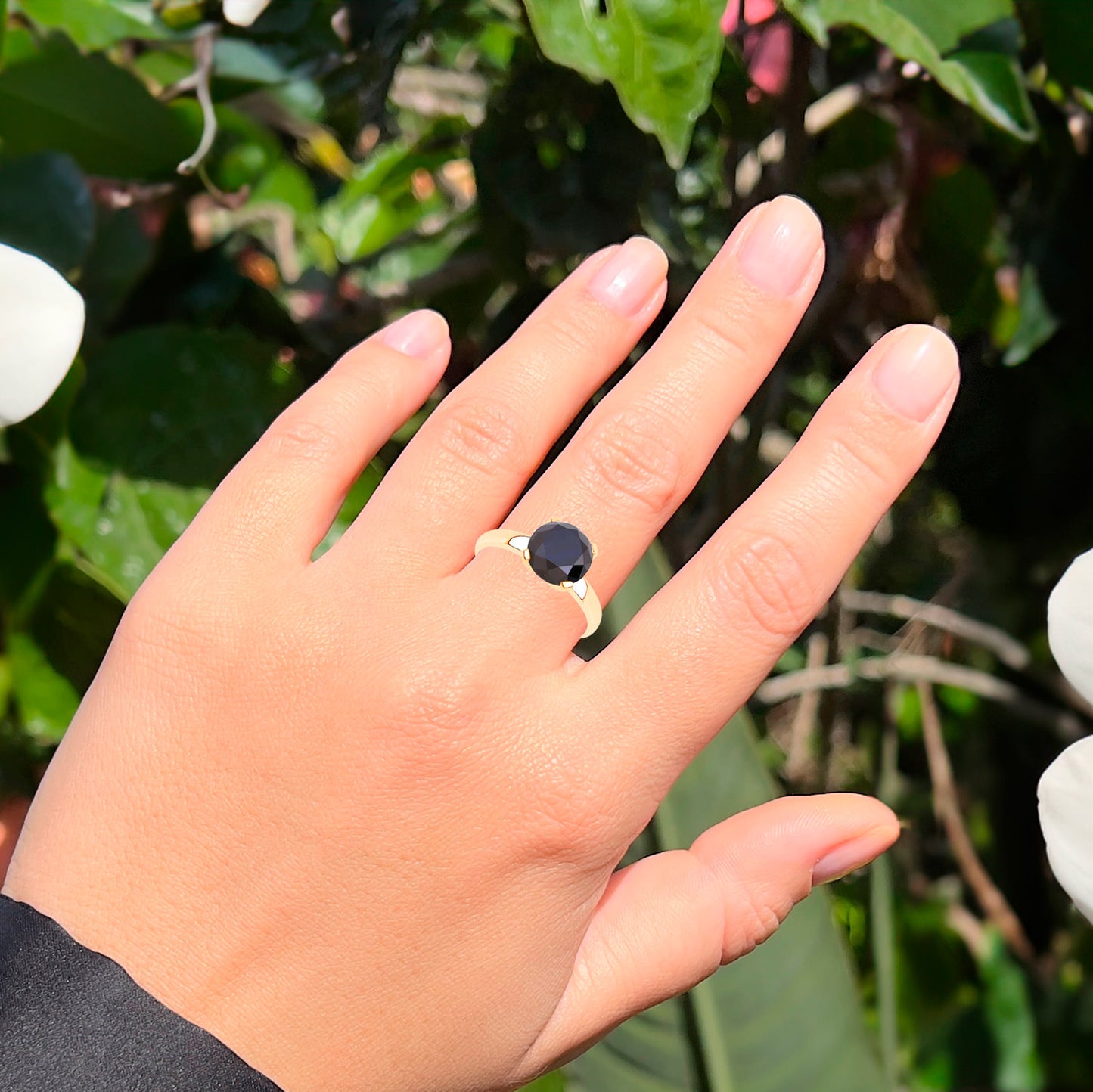 Black Diamond Solitaire Ring 3 Carat 14K Yellow Gold