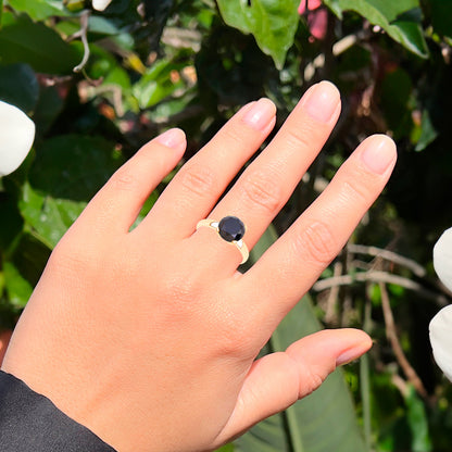 Black Diamond Solitaire Ring 3 Carat 14K Yellow Gold