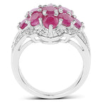Ruby Ring With White Zircon 4.66 Carats Sterling Silver