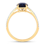 Blue Sapphire Ring With Diamonds 2.16 Carats 18K Yellow Gold