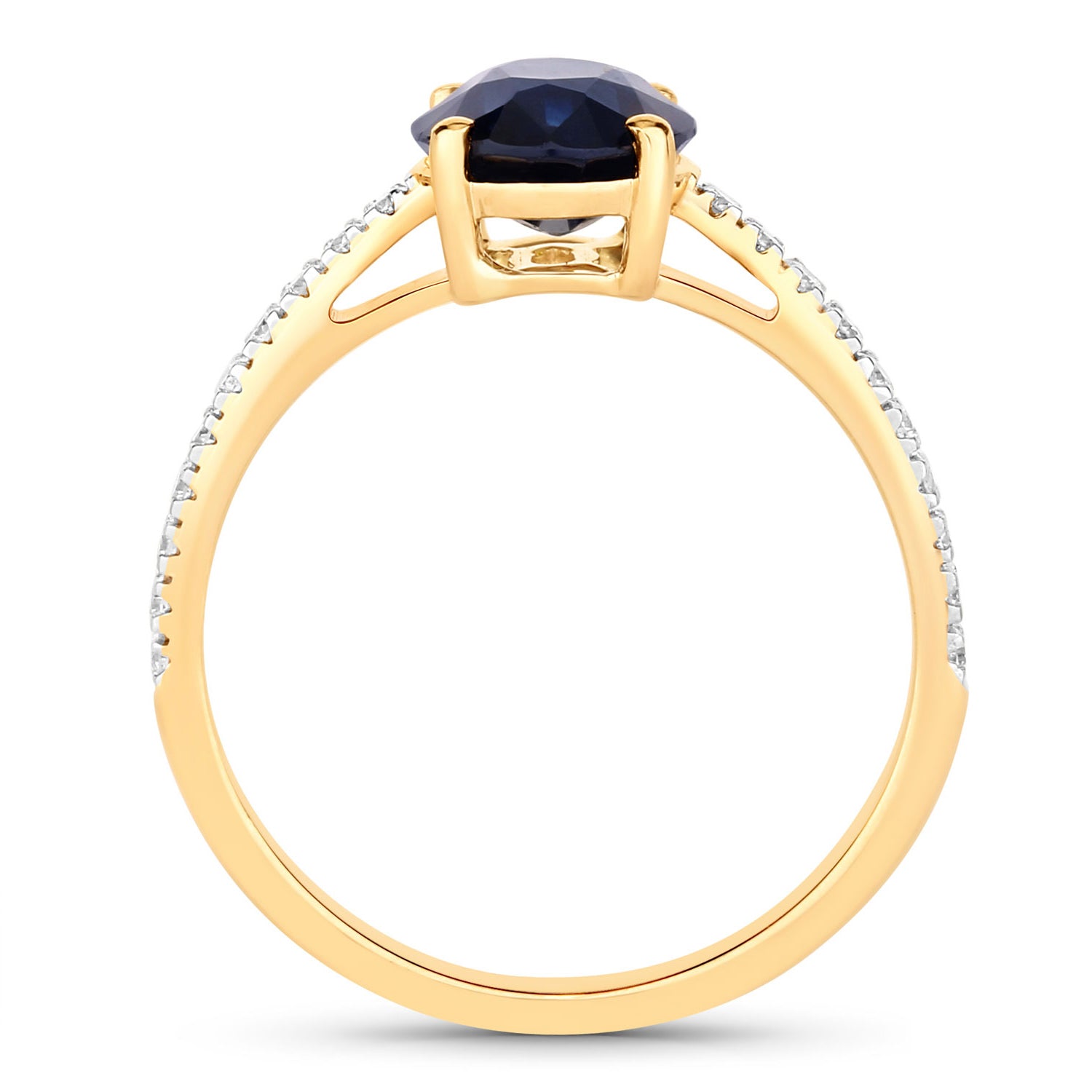 Blue Sapphire Ring With Diamonds 2.16 Carats 18K Yellow Gold