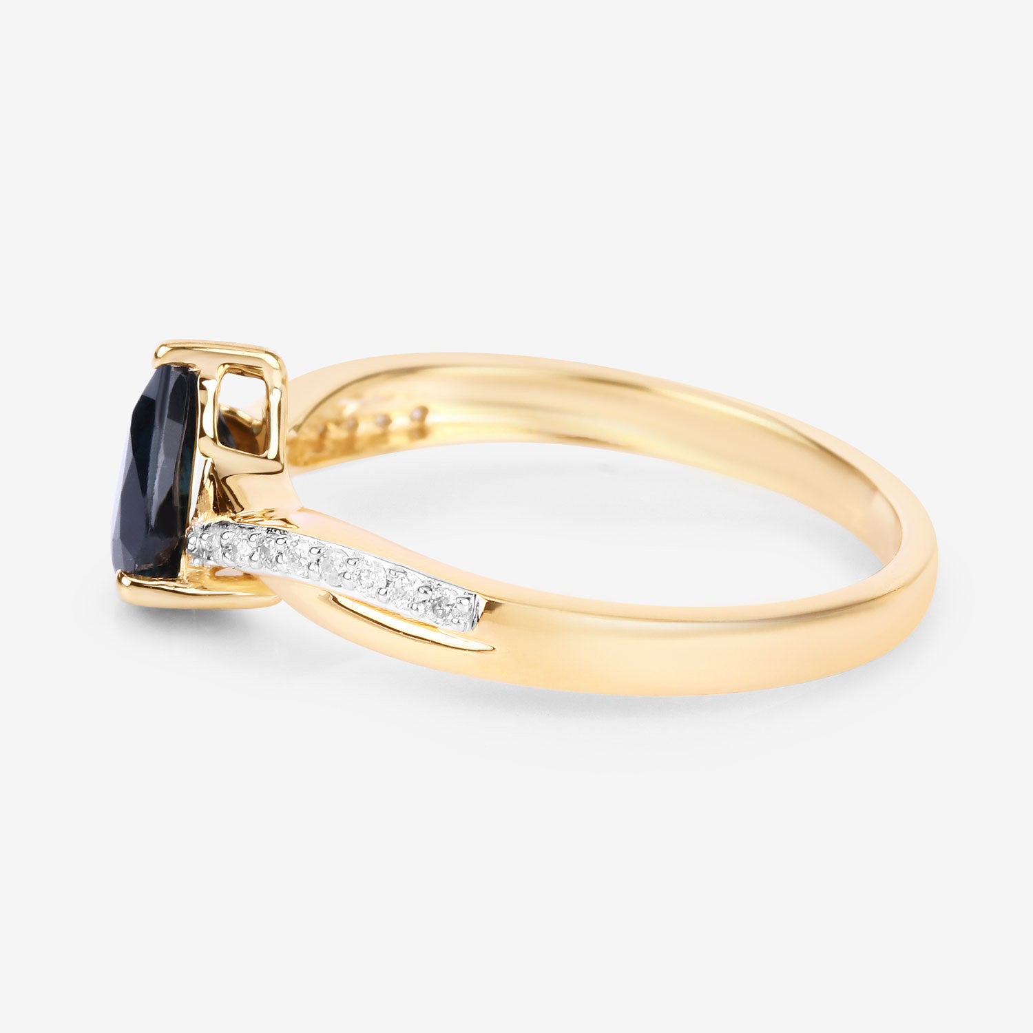 Blue Sapphire Ring With Diamonds 1.14 Carats 14K Yellow Gold