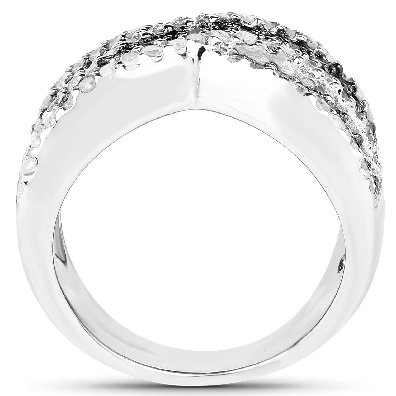 Blue Diamond Ring With White Diamonds 1.52 Carats Sterling Silver