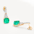 Natural Emerald Earrings With Diamonds 2.68 Carats 14K Yellow Gold