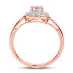Morganite Ring With White Topaz 1.02 Carats Gold Plated Silver