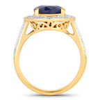 Blue Sapphire Ring With Diamonds 4.68 Carats 14K Yellow Gold