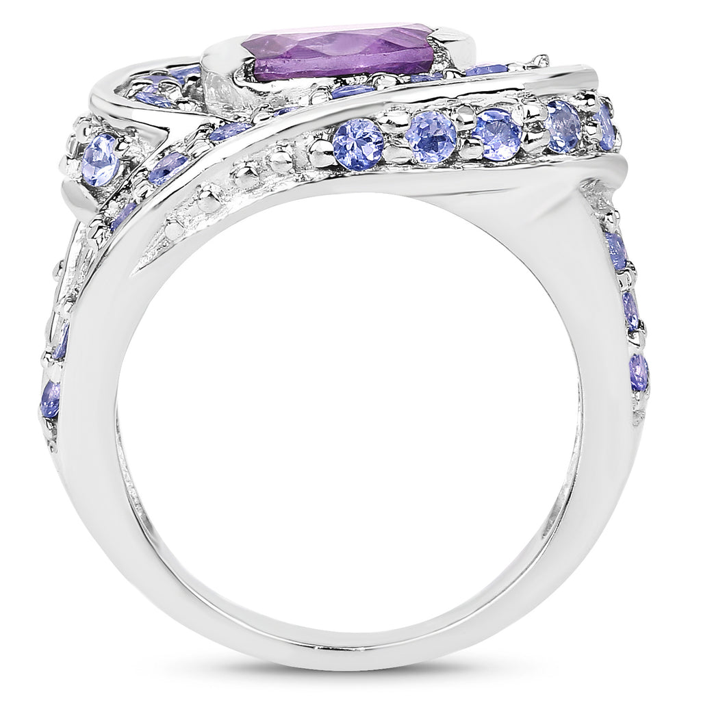 Amethyst Ring With Tanzanite 2.74 Carats Sterling Silver