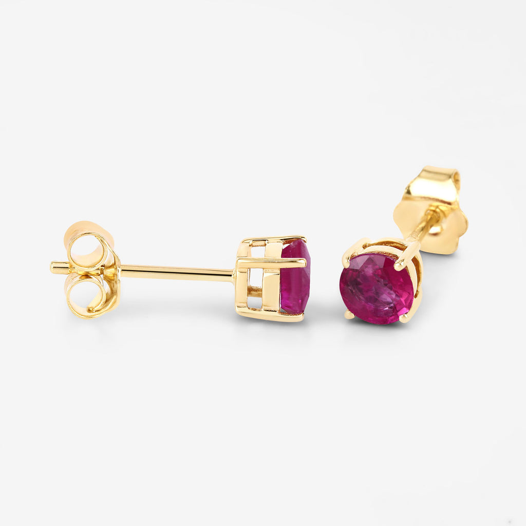 Ruby Stud Earrings 0.84 Carats 10K Yellow Gold
