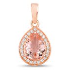 Morganite Pendant With Diamonds 1.38 Carats 14K Rose Gold