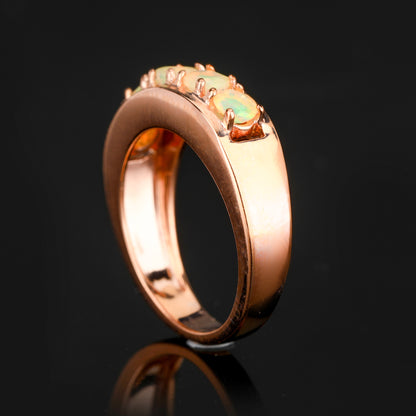 Natural Ethiopian Opal Ring 0.50 Carats Gold Plated Silver