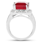Ruby Ring With White Topaz 6.32 Carats Sterling Silver