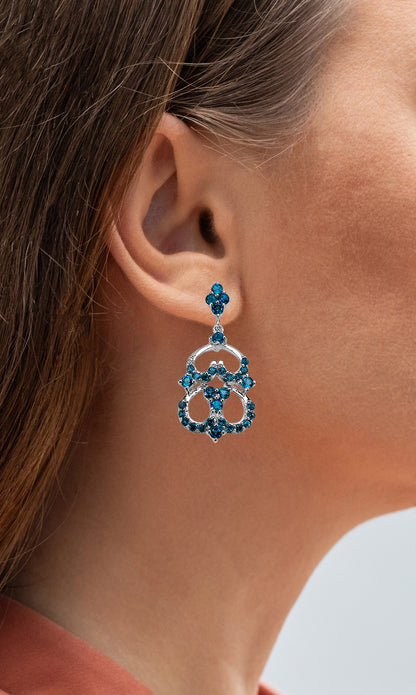 London Blue Topaz Dangle Earrings 4.8 Carats Sterling Silver