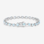 Aquamarine Tennis Bracelet White Diamonds 7.7 Carats Silver
