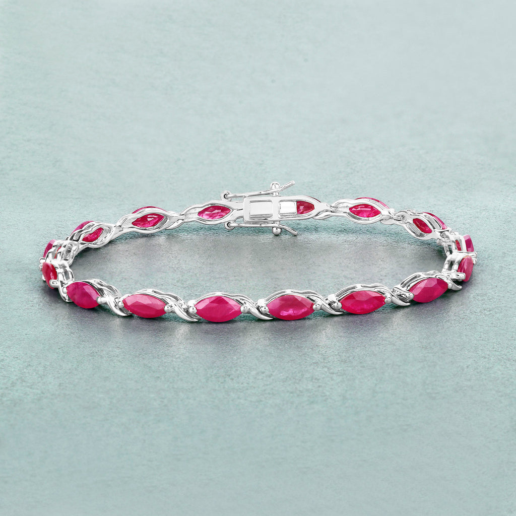 Ruby Bracelet 7.98 Carats 10K White Gold
