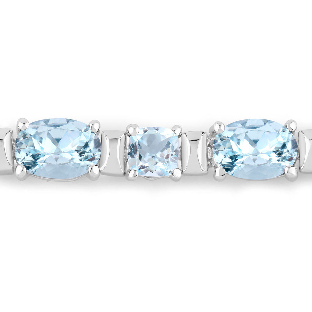 Aquamarine Tennis Bracelet 10 Carats Sterling Silver