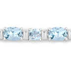Aquamarine Tennis Bracelet 10 Carats Sterling Silver