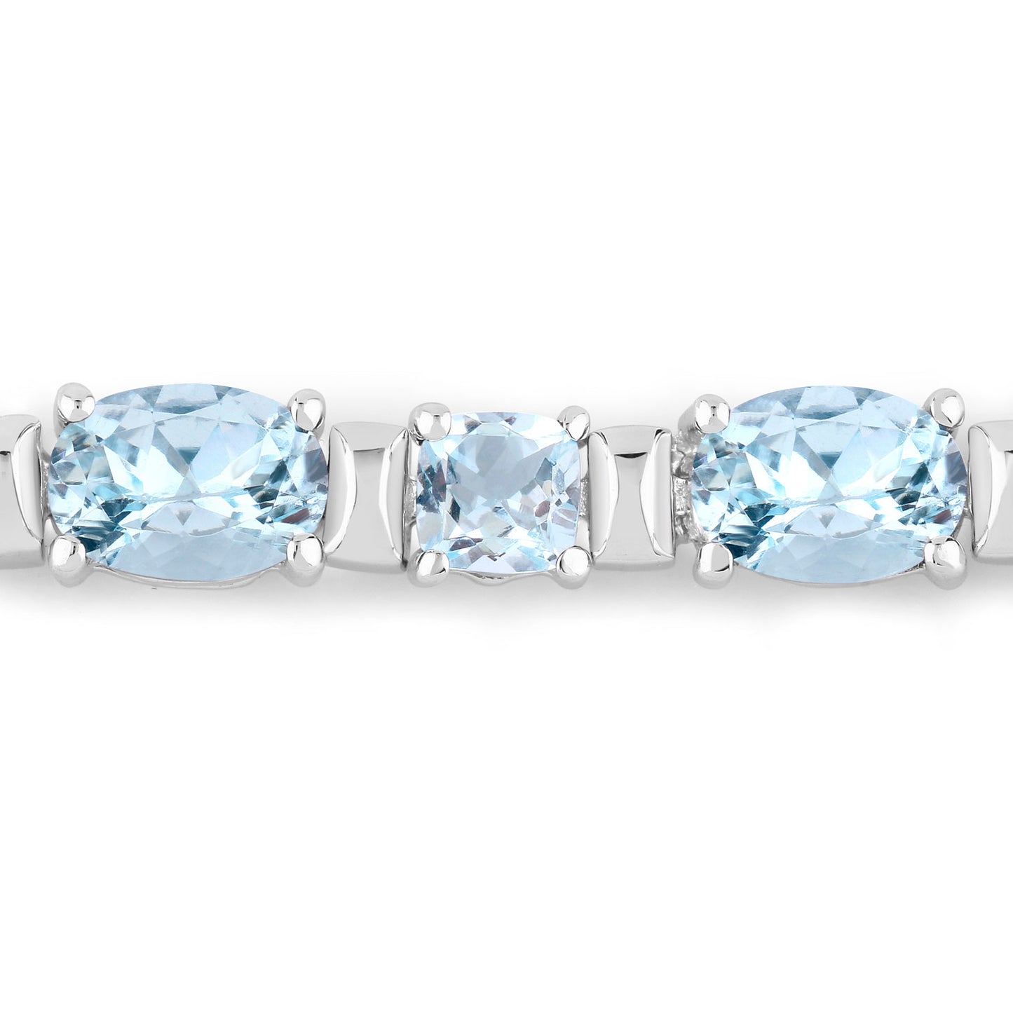 Aquamarine Tennis Bracelet 10 Carats Sterling Silver