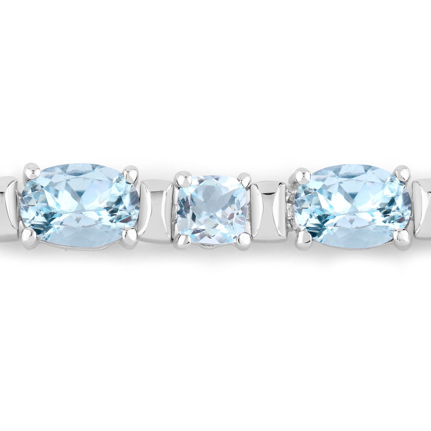 Aquamarine Tennis Bracelet 10 Carats Sterling Silver