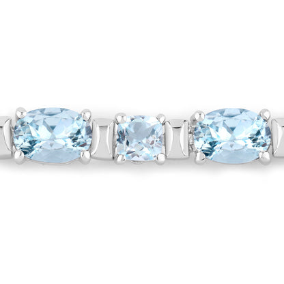 Aquamarine Tennis Bracelet 10 Carats Sterling Silver