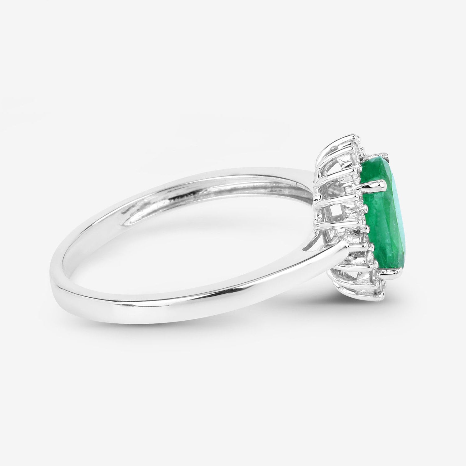 Zambian Emerald Ring With Diamonds 1.3 Carats 10K White Gold