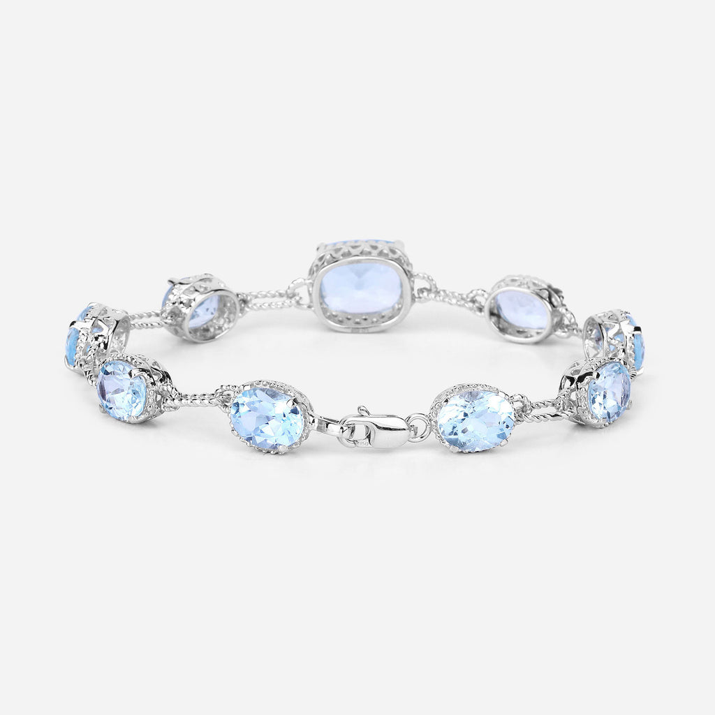 Blue Topaz Bracelet 20.6 Carats Sterling Silver