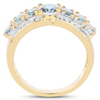 Aquamarine Ring With Diamonds 1.88 Carats Gold Plated Silver