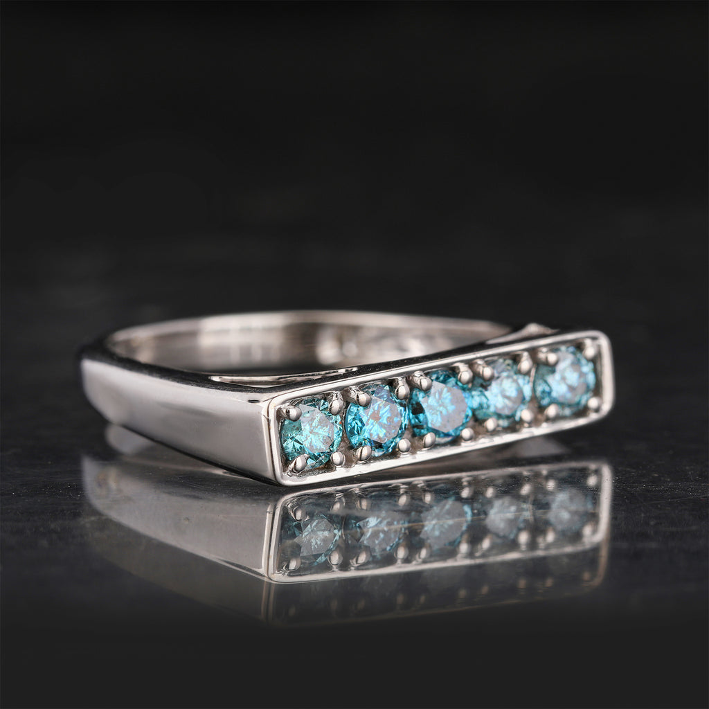 Blue Diamond Ring 0.5 Carats 9K White Gold