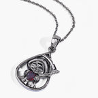 Garnet Reaper Skull Pendant 0.3 Carats Sterling Silver