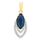 Blue Sapphire Pendant With Diamonds 1.38 Carats 14K Yellow Gold