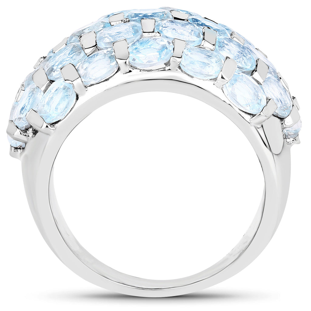 Blue Topaz Ring 5.78 Carats Sterling Silver