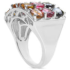 Multicolor Tourmaline Ring 3.66 Carats Sterling Silver