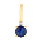 Blue Sapphire Pendant With Diamond 0.27 Carats 14K Yellow Gold
