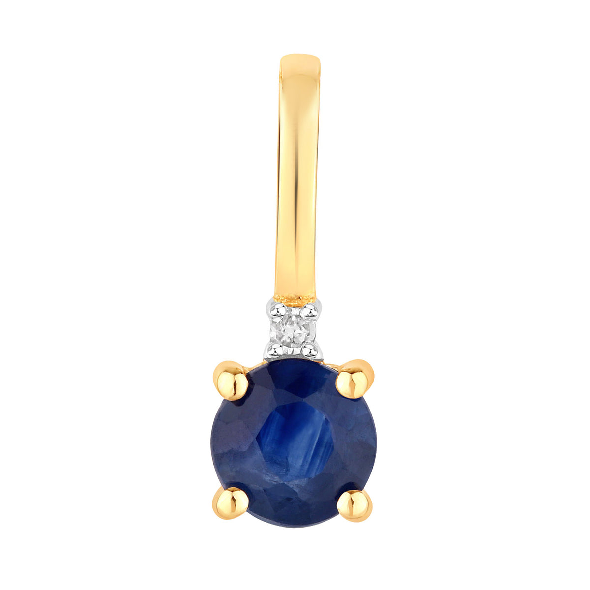 Blue Sapphire Pendant With Diamond 0.27 Carats 14K Yellow Gold