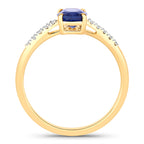 Blue Sapphire Ring With Diamonds 1.18 Carats 18K Yellow Gold
