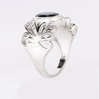 Natural Black Spinel Ring 3.35 Carats Sterling Silver