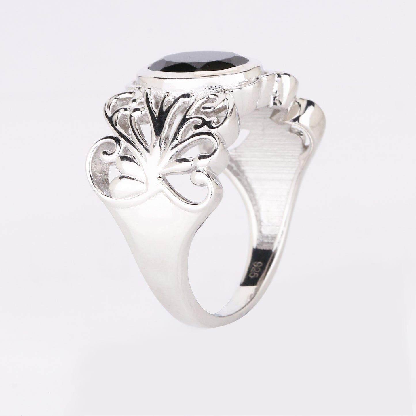 Natural Black Spinel Ring 3.35 Carats Sterling Silver