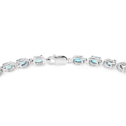Blue Zircon Tennis Bracelet 7.9 Carats Silver