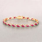 Ruby Bracelet With Diamonds 7.74 Carats 10K Yellow Gold