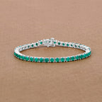 Emerald Bracelet 7.46 Carats Sterling Silver