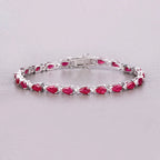 Ruby Bracelet With Diamonds 8.86 Carats 14K White Gold
