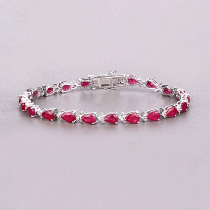 Ruby Bracelet With Diamonds 8.86 Carats 14K White Gold