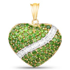 Chrome Diopside Pendant With White Topaz 4.42 Carats Gold Plated Silver