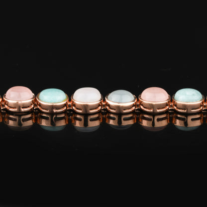 Natural Mixed Gemstones Bracelet 17.46 Carats Gold Plated Silver