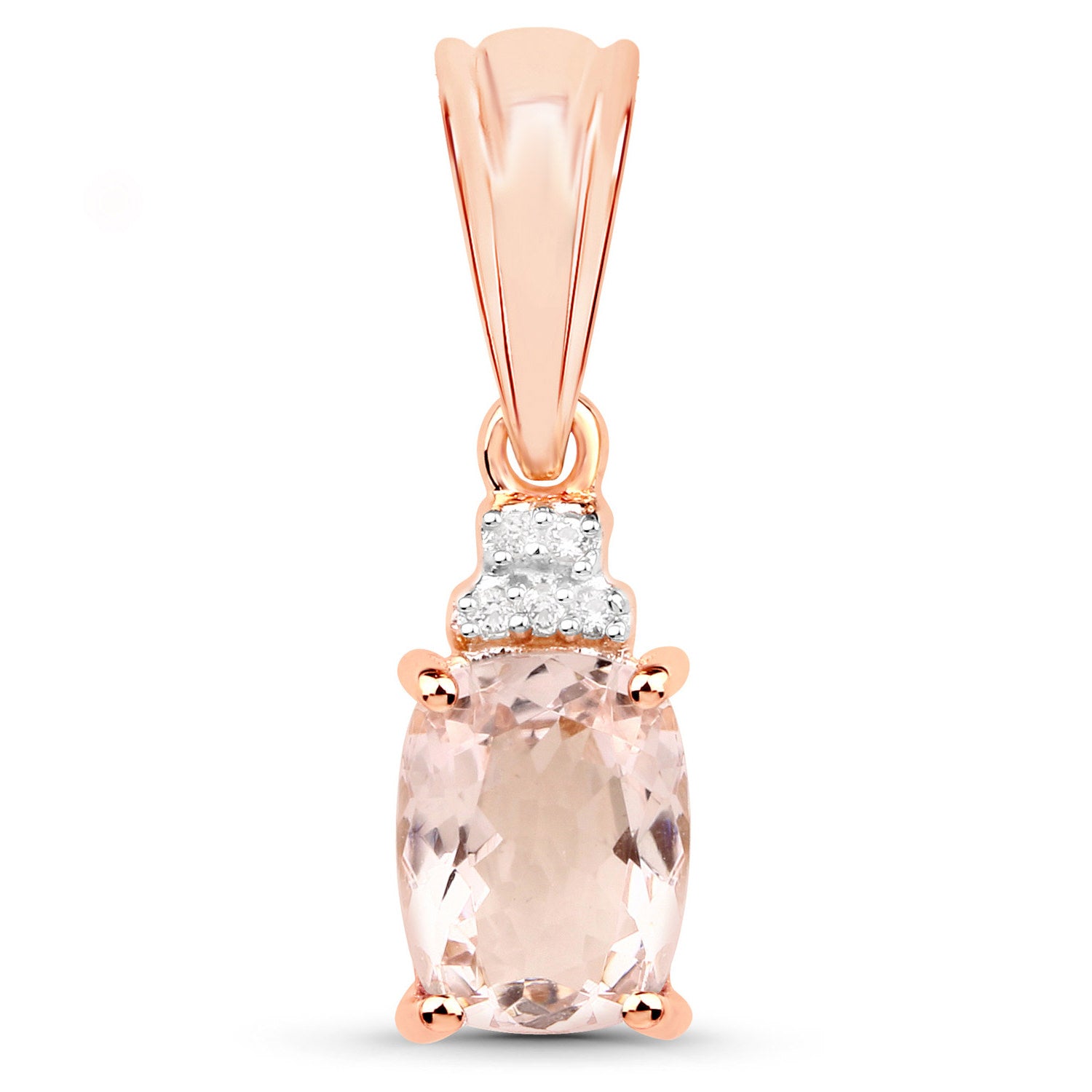 Morganite Pendant With White Topaz 1.1 Carats Gold Plated Silver