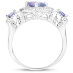 Tanzanite Ring With Diamonds 1.04 Carats Sterling Silver